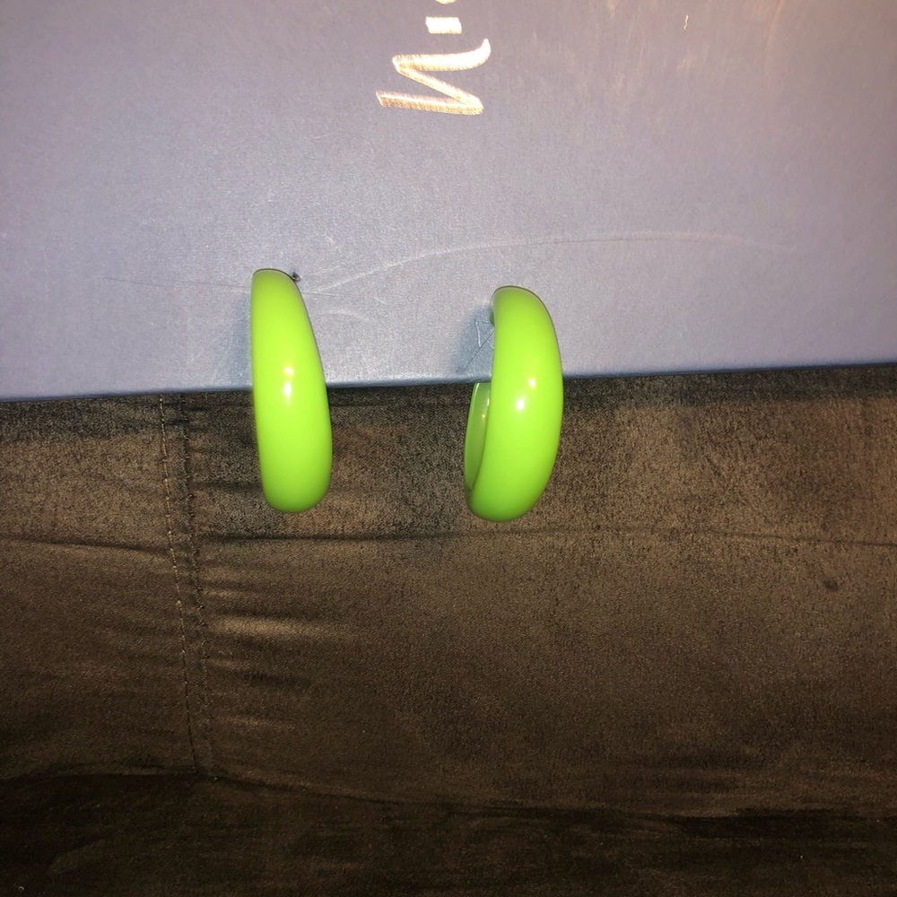 Green Hoop Earrings